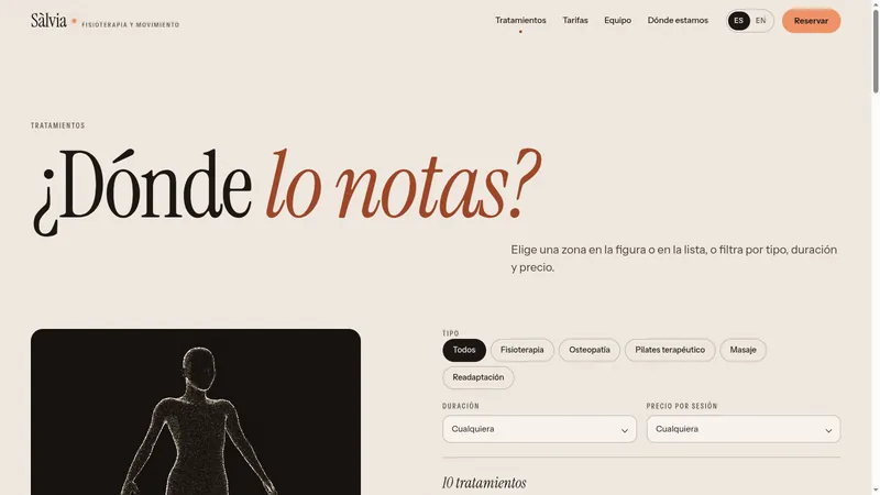 CALMA screenshot: Treatments and filters