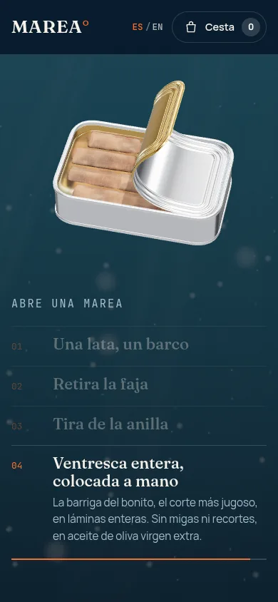 MAREA screenshot: The tin on mobile