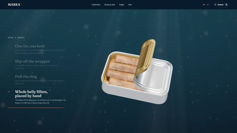 MAREA screenshot: Opening the tin